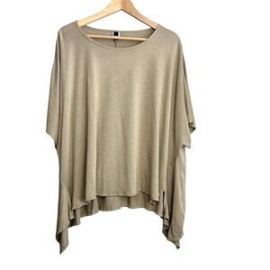 Dress to Kill Tunic Top One Size Beige Asymmetrical Stripes OS Lagenlook